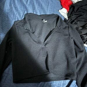 black cropped long sleeve